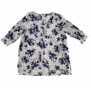 J Jill Women’s Floral Blouse Rayon Blend Purple Flowers Top Size PS, Spring Boho